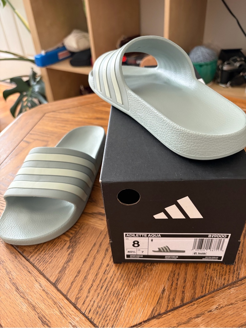 adidas Adilette Aqua Slides in Olive Green size women 8
